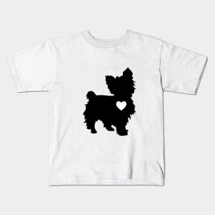 Yorkie Silhouette Kids T-Shirt